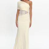 Mallorca Asymmetric Neckline Lace Maxi Dress Butter