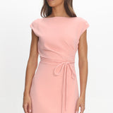 Sinora Cap Sleeve Pleat Mini Dress Blush