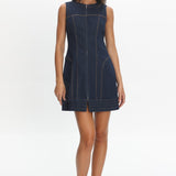 She's From Texas Zipper Front Mini Dress Indigo