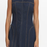 She's From Texas Zipper Front Mini Dress Indigo