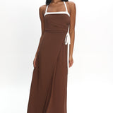 Belira Wrap Front Midi Dress Chocolate