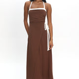 Belira Wrap Front Midi Dress Chocolate