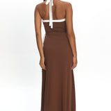 Belira Wrap Front Midi Dress Chocolate