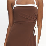 Belira Wrap Front Midi Dress Chocolate