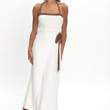 Belira Wrap Front Midi Dress Ivory
