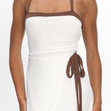 Belira Wrap Front Midi Dress Ivory