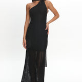 Cozette One-Shoulder Knit Dress Black