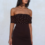Zimi Off-Shoulder Mini Dress Brown