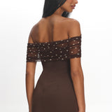 Zimi Off-Shoulder Mini Dress Brown