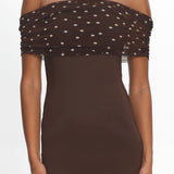 Zimi Off-Shoulder Mini Dress Brown