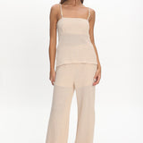 Mesa Wide Leg Knit Pants Cream