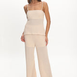 Mesa Wide Leg Knit Pants Cream