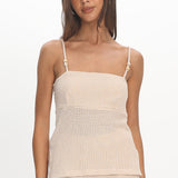 Mesa Bead Strap Knit Top Cream