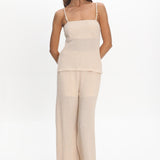 Mesa Bead Strap Knit Top Cream
