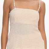 Mesa Bead Strap Knit Top Cream