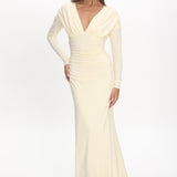 Gilded Long Sleeve Ruched Maxi Dress Butter