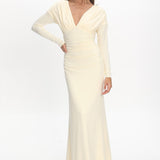 Gilded Long Sleeve Ruched Maxi Dress Butter