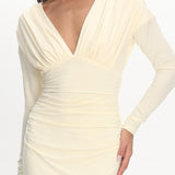 Gilded Long Sleeve Ruched Maxi Dress Butter