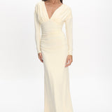 Gilded Long Sleeve Ruched Maxi Dress Butter