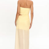 Orvieto Sheer Hem Strapless Maxi Dress Lemon