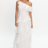 Elizaveta One-Shoulder Tiered Maxi Dress Ivory