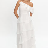 Elizaveta One-Shoulder Tiered Maxi Dress Ivory