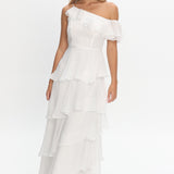 Elizaveta One-Shoulder Tiered Maxi Dress Ivory