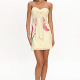 Evandra Sweetheart Neckline Strapless Mini Dress Lemon