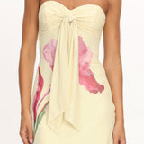 Evandra Sweetheart Neckline Strapless Mini Dress Lemon