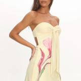 Evandra Sweetheart Neckline Strapless Mini Dress Lemon