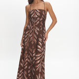 Mariana Strappy Back Maxi Dress Print Chocolate