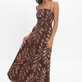 Mariana Strappy Back Maxi Dress Print Chocolate