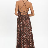 Mariana Strappy Back Maxi Dress Print Chocolate