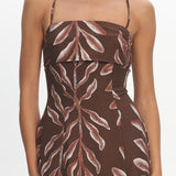 Mariana Strappy Back Maxi Dress Print Chocolate