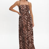 Mariana Strappy Back Maxi Dress Print Chocolate