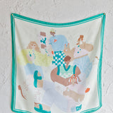 La Residencia Printed Square Scarf Green