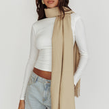 Diona Cashmere and Wool Fringed Scarf Beige