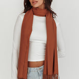 Diona Cashmere and Wool Fringed Scarf Brown