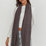 Diona Cashmere and Wool Fringed Scarf Grey