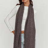 Diona Cashmere and Wool Fringed Scarf Grey