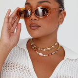 Charlie Neon Oval Sunglasses Tea