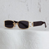 Meredith Gold Frame Sunglasses Black