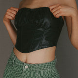 Erikah Strapless Corset Crop Top Black
