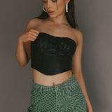 Erikah Strapless Corset Crop Top Black