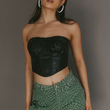 Erikah Strapless Corset Crop Top Black