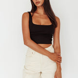 Pali U-Neckline Crop Top Black