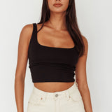 Pali U-Neckline Crop Top Black