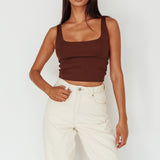 Pali U-Neckline Crop Top Brown