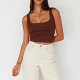 Pali U-Neckline Crop Top Brown