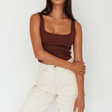 Pali U-Neckline Crop Top Brown